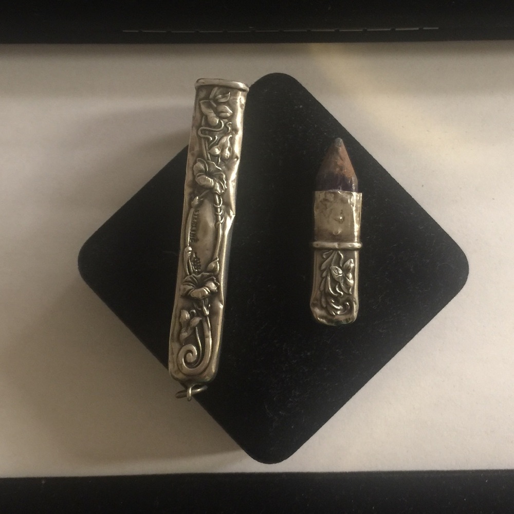 Art Nouveau Sterling Pencil Holder Pendant